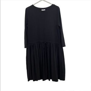 J Jill 3/4 Sleeve Black Pleated Skirt Short Dress Women’s Size Medium Petite